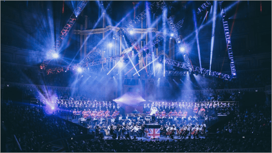 Concert production with a large lighting and video system